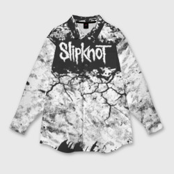 Мужская рубашка oversize 3D Надпись Слипкнот Рок Группа чб Slipknot