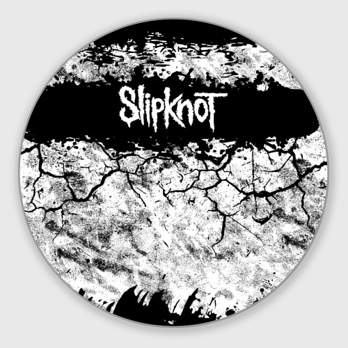 Круглый коврик для мышки Надпись Слипкнот Рок Группа чб Slipknot