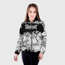 Женская куртка 3D Надпись Слипкнот Рок Группа чб Slipknot - фото 2