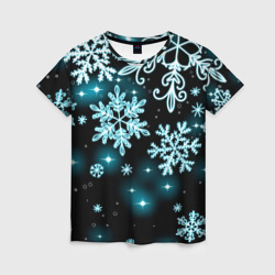 Женская футболка 3D Космические снежинки