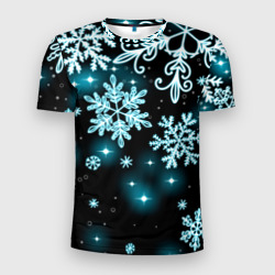 Мужская футболка 3D Slim Космические снежинки