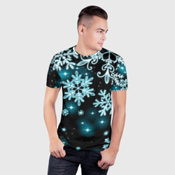 Мужская футболка 3D Slim Космические снежинки - фото 2