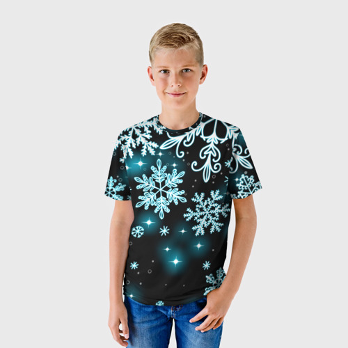 Детская футболка 3D Космические снежинки, цвет 3D печать - фото 3