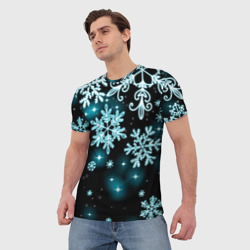 Мужская футболка 3D Космические снежинки - фото 2