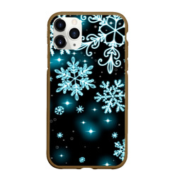 Чехол для iPhone 11 Pro Max матовый Космические снежинки