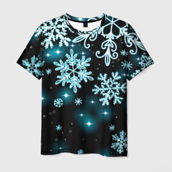 Мужская футболка 3D Космические снежинки