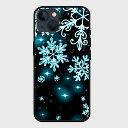 Чехол для iPhone 14 Космические снежинки
