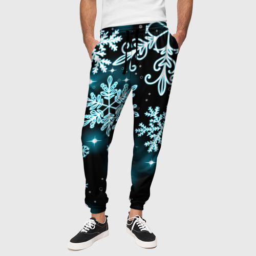 Мужские брюки 3D Космические снежинки, цвет 3D печать - фото 4