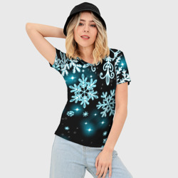 Женская футболка 3D Slim Космические снежинки - фото 2
