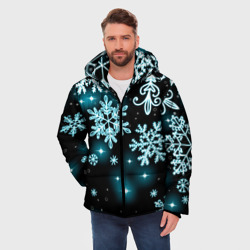 Мужская зимняя куртка 3D Космические снежинки - фото 2