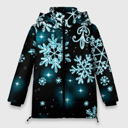 Женская зимняя куртка Oversize Космические снежинки