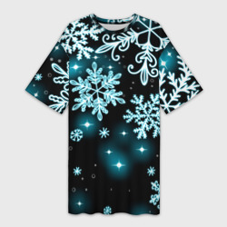 Космические снежинки – Платье-футболка 3D с принтом купить
