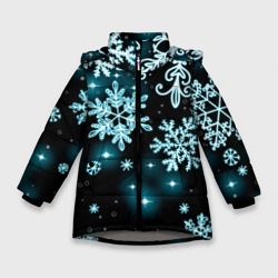 Зимняя куртка для девочки Космические снежинки