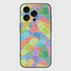 Чехол для iPhone 16 Pro силиконовый с защитой камеры Цветные пластыри