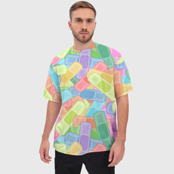 Мужская футболка oversize 3D Цветные пластыри - фото 2