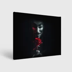 Холст прямоугольный Анонимус и роза - rose Гай Фокс с цветами