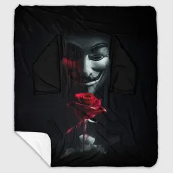 Плед с рукавами Анонимус и роза - rose Гай Фокс с цветами