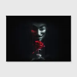 Холст прямоугольный Анонимус и роза - rose Гай Фокс с цветами - фото 2