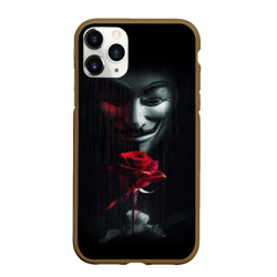 Чехол для iPhone 11 Pro матовый Анонимус роза Anonymous rose Гай Фокс