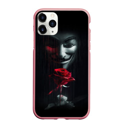 Чехол для iPhone 11 Pro матовый Анонимус роза Anonymous rose Гай Фокс
