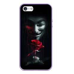 Чехол для iPhone 5/5S матовый Анонимус роза Anonymous rose Гай Фокс