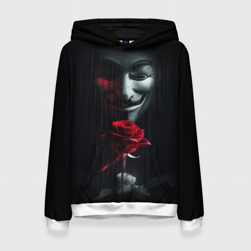 Женская толстовка 3D Анонимус роза Anonymous rose Гай Фокс, цвет 3D печать