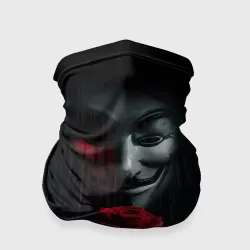 Бандана-труба 3D Анонимус и роза - rose Гай Фокс с цветами