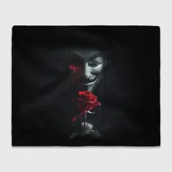 Плед 3D Анонимус и роза - rose Гай Фокс с цветами