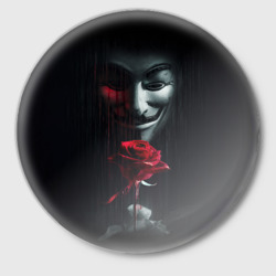 Значок Анонимус роза Anonymous rose Гай Фокс