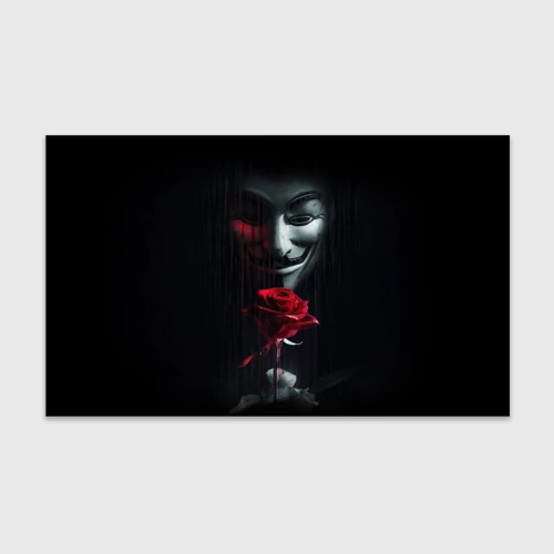 Бумага для упаковки 3D Анонимус и роза - rose Гай Фокс с цветами