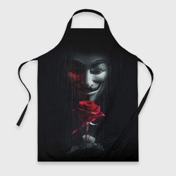 Фартук 3D Анонимус роза Anonymous rose Гай Фокс