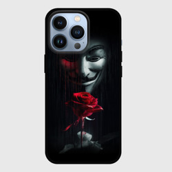 Чехол для iPhone 13 Pro Анонимус роза Anonymous rose Гай Фокс