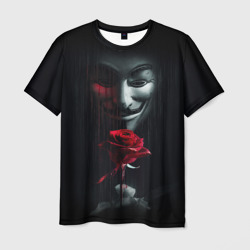 Мужская футболка 3D Анонимус роза Anonymous rose Гай Фокс