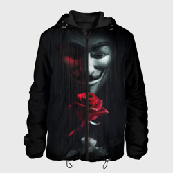 Мужская куртка 3D Анонимус роза Anonymous rose Гай Фокс