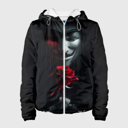 Женская куртка 3D Анонимус роза Anonymous rose Гай Фокс