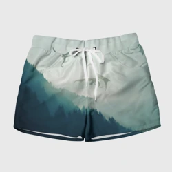 Женские шорты 3D Драконы над лесом dragon