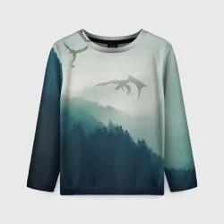 Детский лонгслив 3D Драконы над лесом dragon
