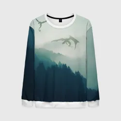 Мужской свитшот 3D Драконы над лесом dragon