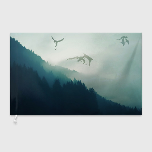 Флаг 3D Драконы над лесом dragon - фото 3