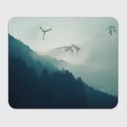 Прямоугольный коврик для мышки Драконы над лесом dragon