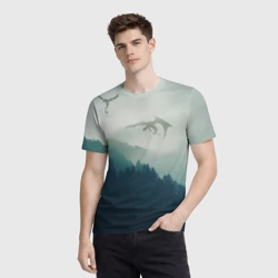 Мужская футболка 3D Драконы над лесом dragon - фото 2