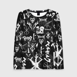 Женский лонгслив 3D Berserk symbol logo Берсерк символика паттерн