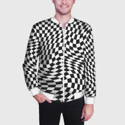 Мужской бомбер 3D Черно-белая клетка Black and white squares - фото 2