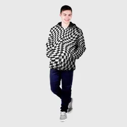 Мужская куртка 3D Черно-белая клетка Black and white squares - фото 3