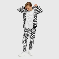 Мужской костюм 3D Черно-белая клетка Black and white squares - фото 2