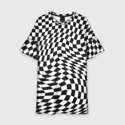 Детское платье 3D Черно-белая клетка | Black and white squares