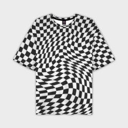 Мужская футболка oversize 3D Черно-белая клетка Black and white squares