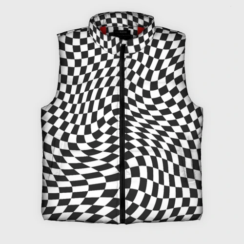 Мужской жилет утепленный 3D Черно-белая клетка Black and white squares