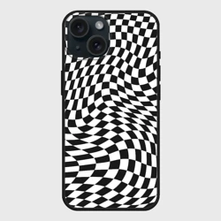 Чехол силиконовый для Apple iPhone 15 матовый Черно-белая клетка Black and white squares