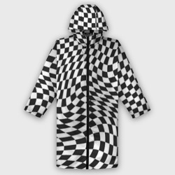 Мужской дождевик 3D Черно-белая клетка Black and white squares